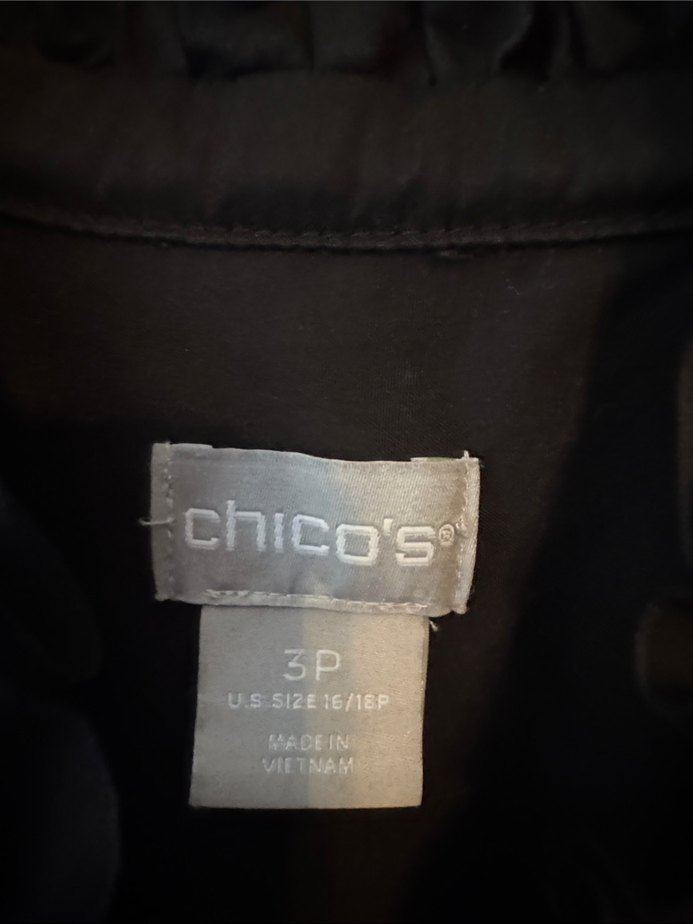 Chicos Black Ruffle-Trim Button-Up Blouse - Picture 2 of 5